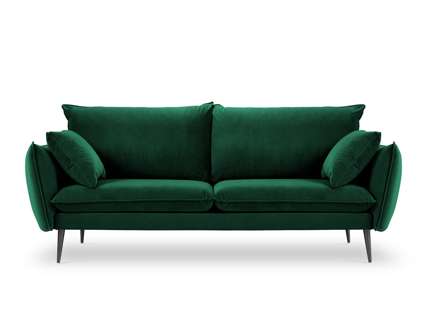 Trivietė aksominė sofa Milo Casa Elio, tamsiai žalia/juoda цена и информация | Sofos | pigu.lt