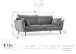 Trivietė aksominė sofa Milo Casa Elio, tamsiai mėlyna/juoda цена и информация | Sofos | pigu.lt