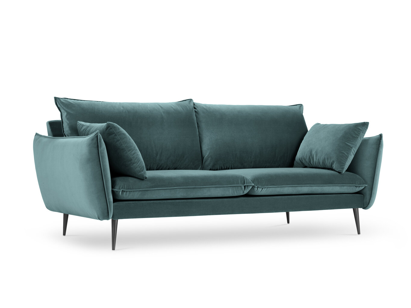 Trivietė aksominė sofa Milo Casa Elio, žalia/juoda цена и информация | Sofos | pigu.lt