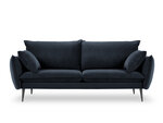 Keturvietė aksominė sofa Milo Casa Elio, tamsiai mėlyna/juoda