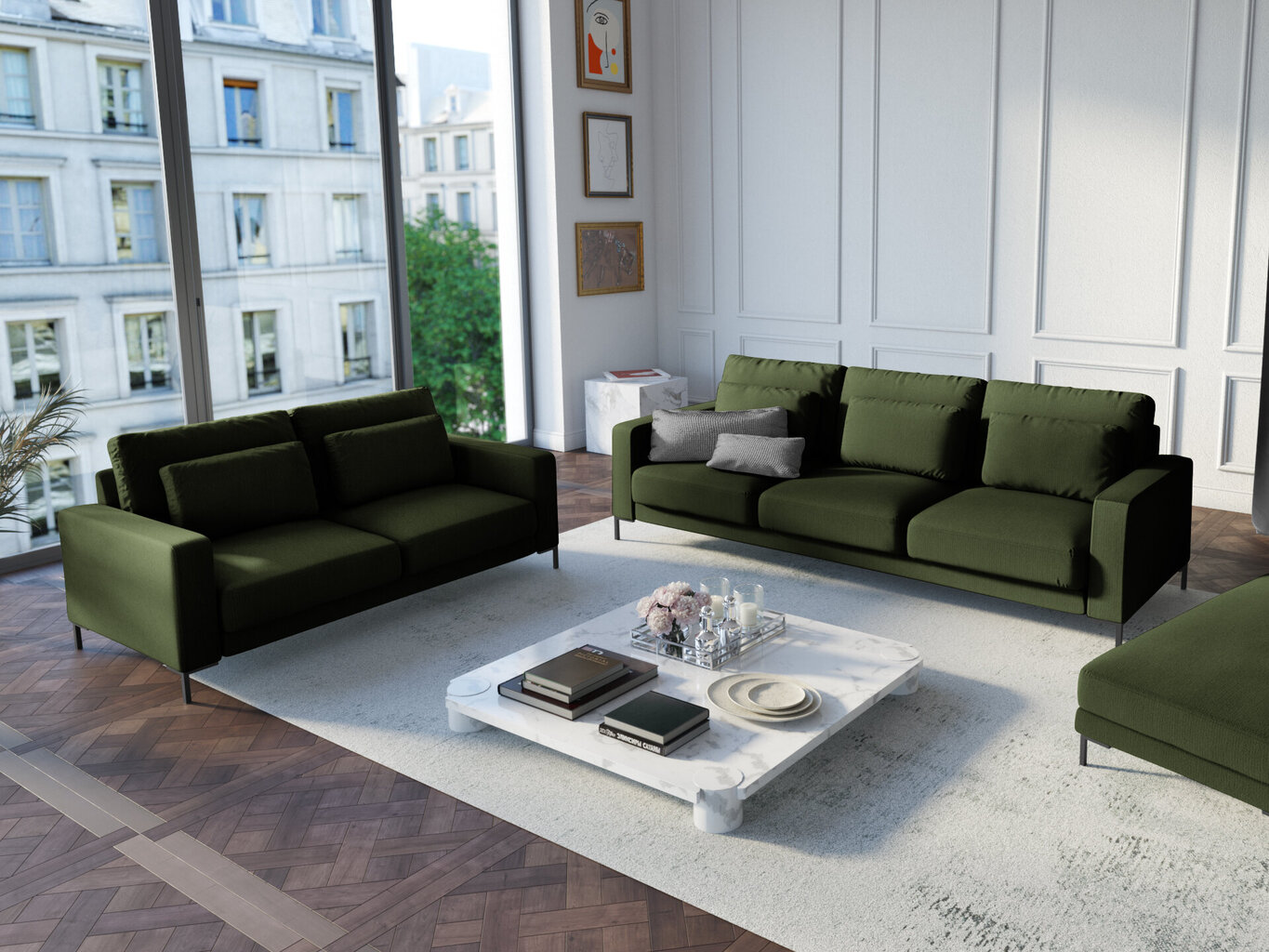 Dvivietė sofa Interieurs86 Seine, tamsiai žalia kaina ir informacija | Sofos | pigu.lt
