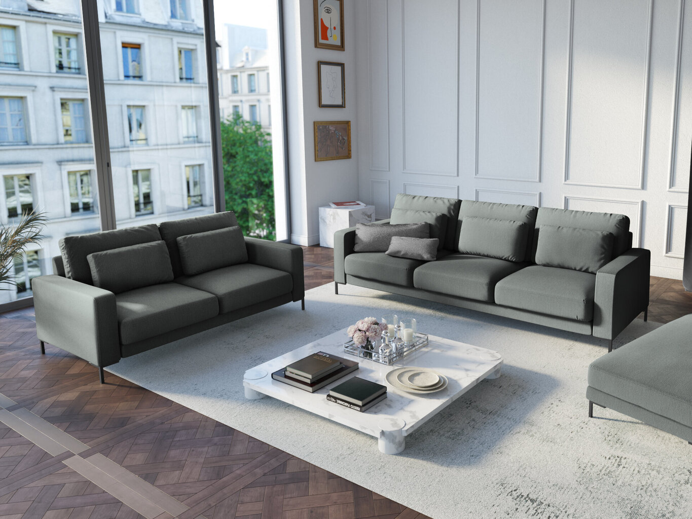 Dvivietė sofa Interieurs86 Seine, pilka цена и информация | Sofos | pigu.lt