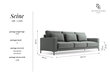 Trivietė sofa Interieurs86 Seine, pilka kaina ir informacija | Sofos | pigu.lt