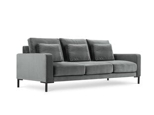 Trivietė aksominė sofa Interieurs86 Seine, šviesiai pilka kaina ir informacija | Sofos | pigu.lt