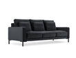Trivietė aksominė sofa Interieurs86 Seine, tamsiai pilka цена и информация | Sofos | pigu.lt