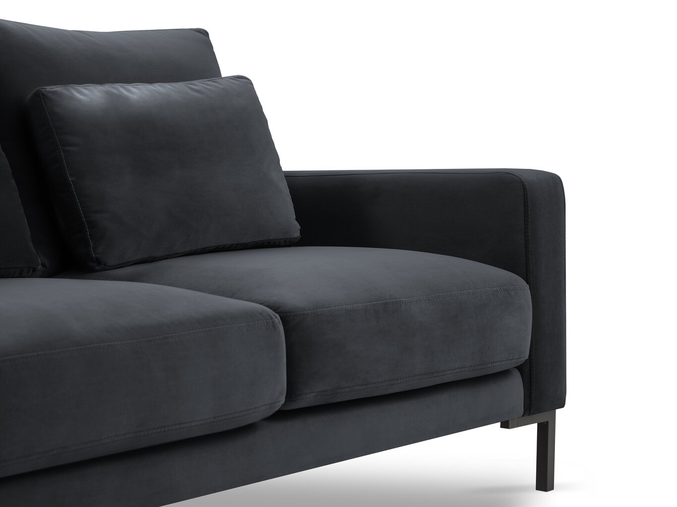 Trivietė aksominė sofa Interieurs86 Seine, tamsiai pilka цена и информация | Sofos | pigu.lt