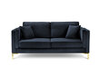 Dvivietė aksominė sofa Milo Casa Giuseppe, tamsiai mėlyna kaina ir informacija | Sofos | pigu.lt