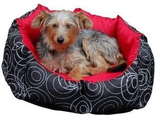 Hobbydog лежак New York, M, Red/Black Circles, 50x40 см цена и информация | Лежаки, домики | pigu.lt