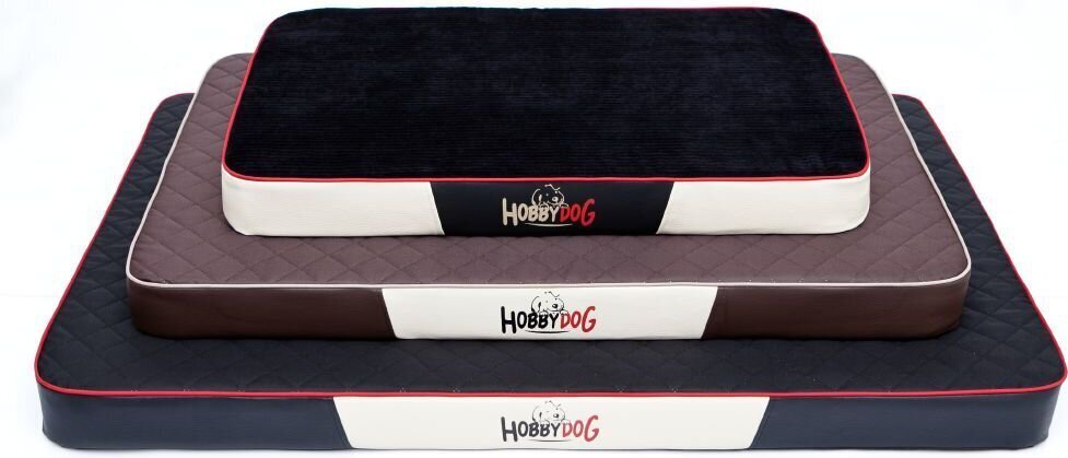 Hobbydog čiužinys augintiniui Premium Velvet Black/Beige, M, 80x54 cm kaina ir informacija | Guoliai, pagalvėlės | pigu.lt