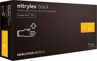 Перчатки нитриловые черные Mercator Nitrylex Black, XS, 100шт. цена и информация | Pirštinės darbui sode M/25cm | pigu.lt