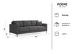 Trivietė sofa Kooko Home Poeme, šviesiai pilka/juoda kaina ir informacija | Sofos | pigu.lt