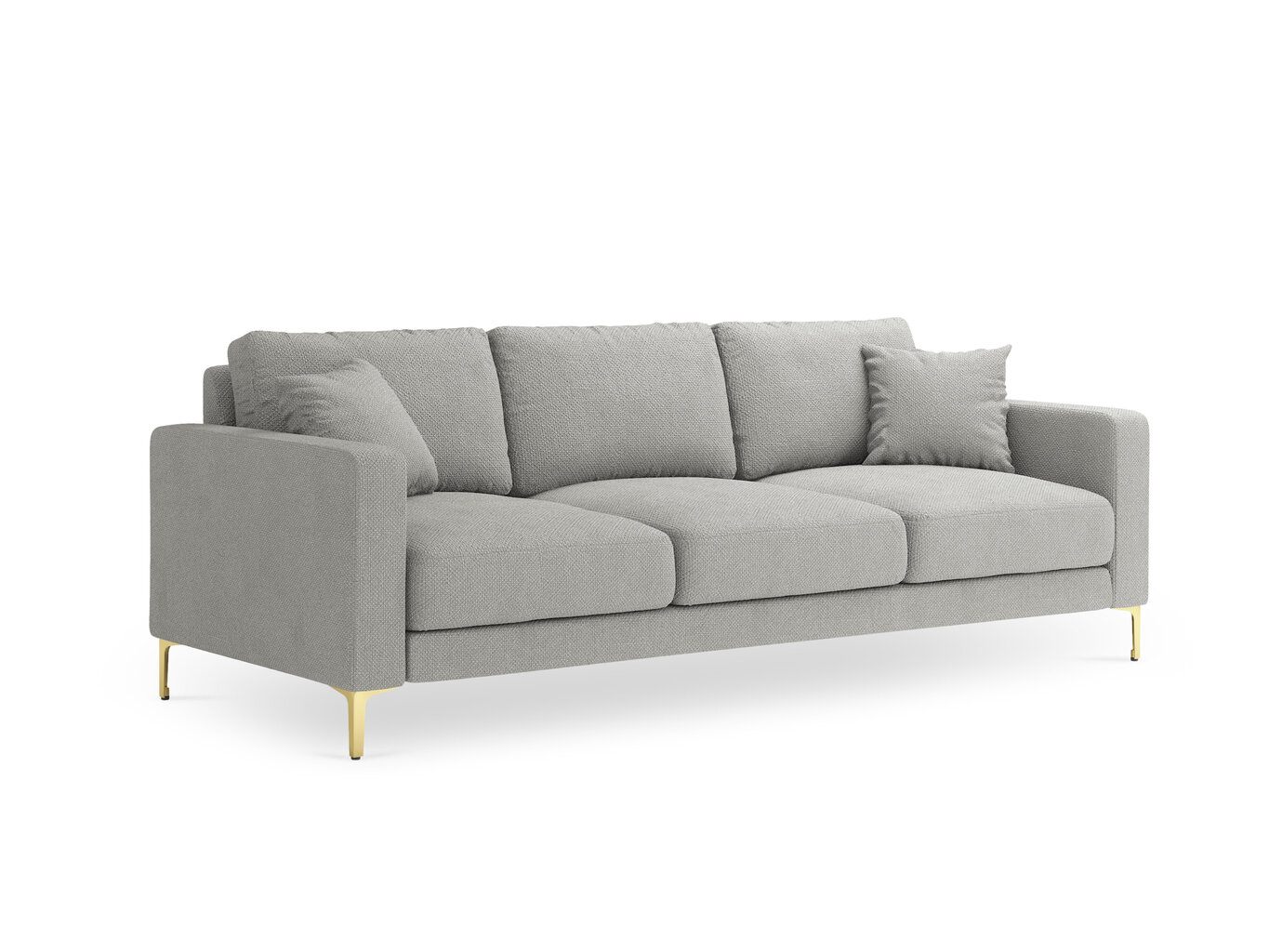 Trivietė sofa Kooko Home Poeme, šviesiai pilka/auksinės spalvos kaina ir informacija | Sofos | pigu.lt