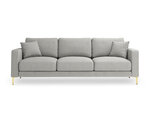 Trivietė sofa Kooko Home Poeme, šviesiai pilka/auksinės spalvos