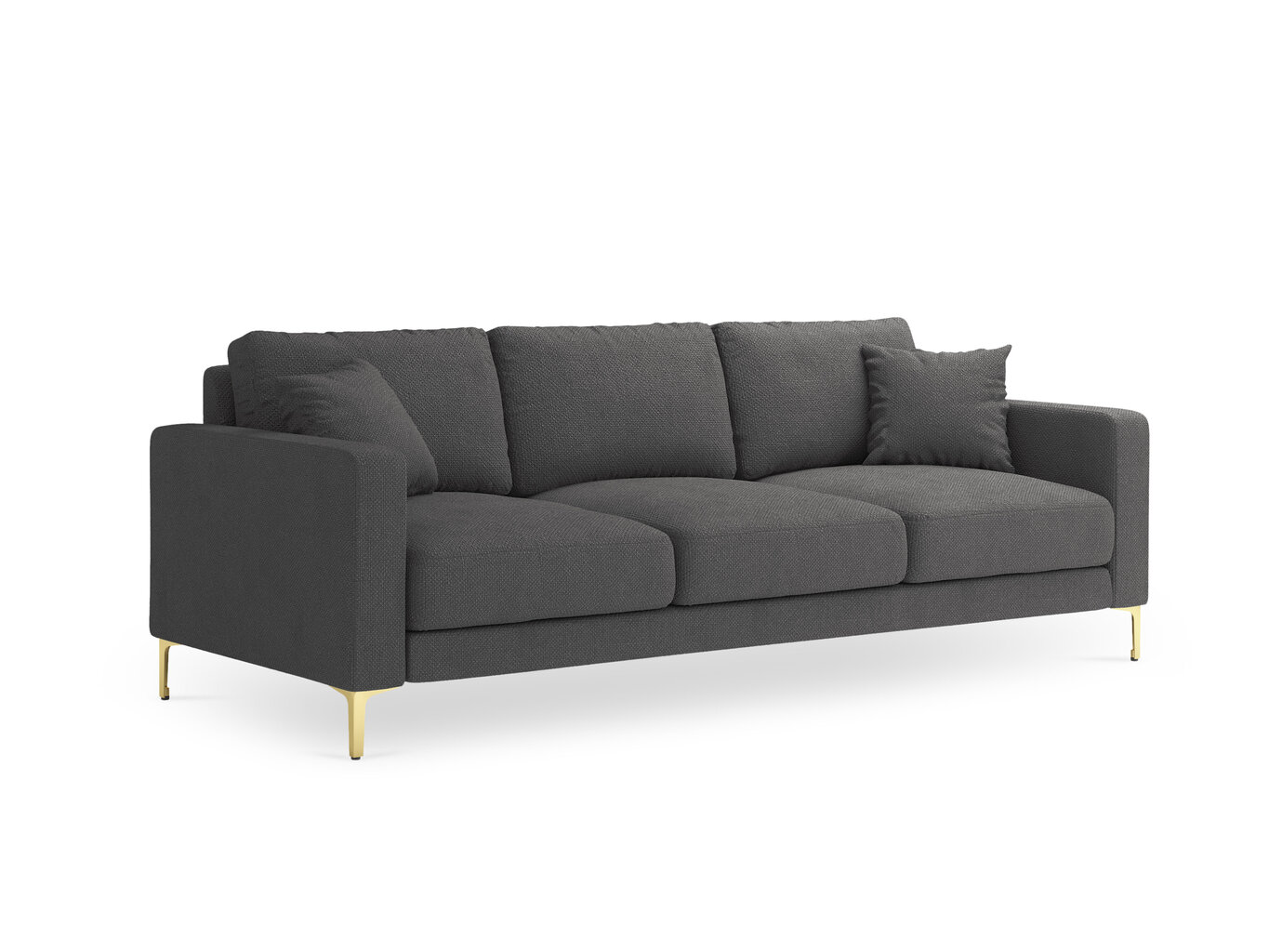 Trivietė sofa Kooko Home Poeme, tamsiai pilka/auksinės spalvos kaina ir informacija | Sofos | pigu.lt