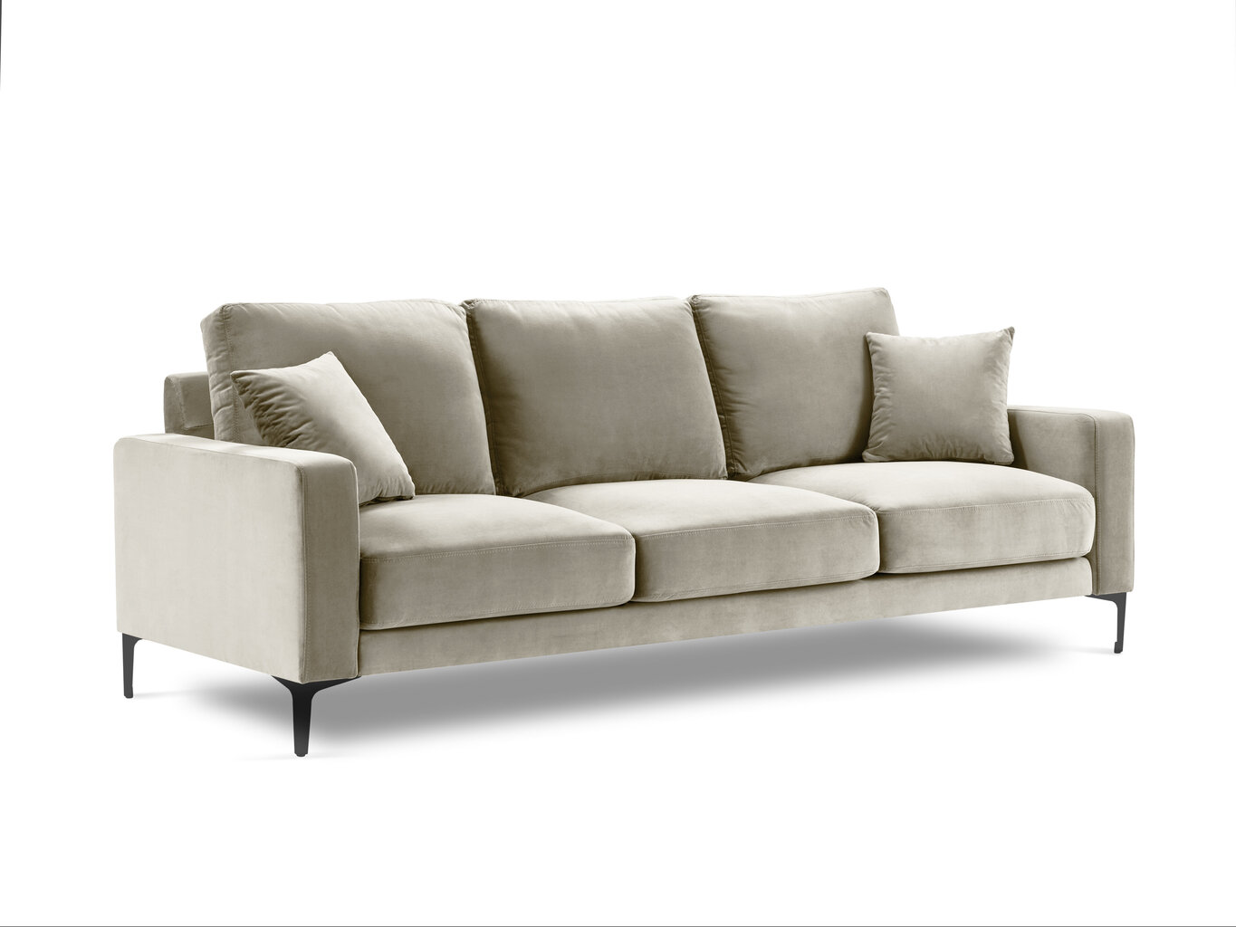 Trivietė aksominė sofa Kooko Home Harmony, smėlio spalvos цена и информация | Sofos | pigu.lt