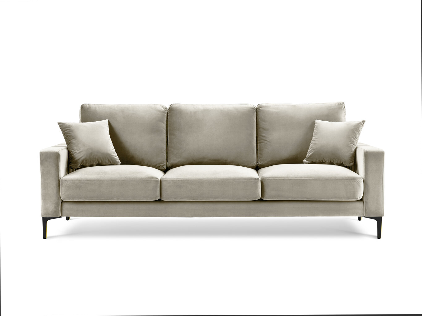 Trivietė aksominė sofa Kooko Home Harmony, smėlio spalvos kaina ir informacija | Sofos | pigu.lt