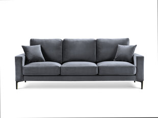 Trivietė aksominė sofa Kooko Home Harmony, tamsiai pilka kaina ir informacija | Sofos | pigu.lt