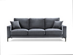 Trivietė aksominė sofa Kooko Home Harmony, tamsiai pilka