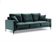 Trivietė aksominė sofa Kooko Home Harmony, žalia kaina ir informacija | Sofos | pigu.lt