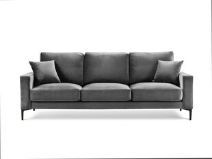 Trivietė aksominė sofa Kooko Home Harmony, pilka kaina ir informacija | Sofos | pigu.lt