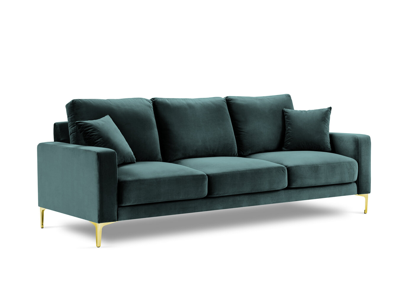 Trivietė aksominė sofa Kooko Home Poeme, žalia kaina ir informacija | Sofos | pigu.lt