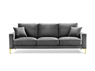 Trivietė aksominė sofa Kooko Home Poeme, pilka kaina ir informacija | Sofos | pigu.lt