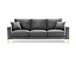 Trivietė aksominė sofa Kooko Home Poeme, pilka