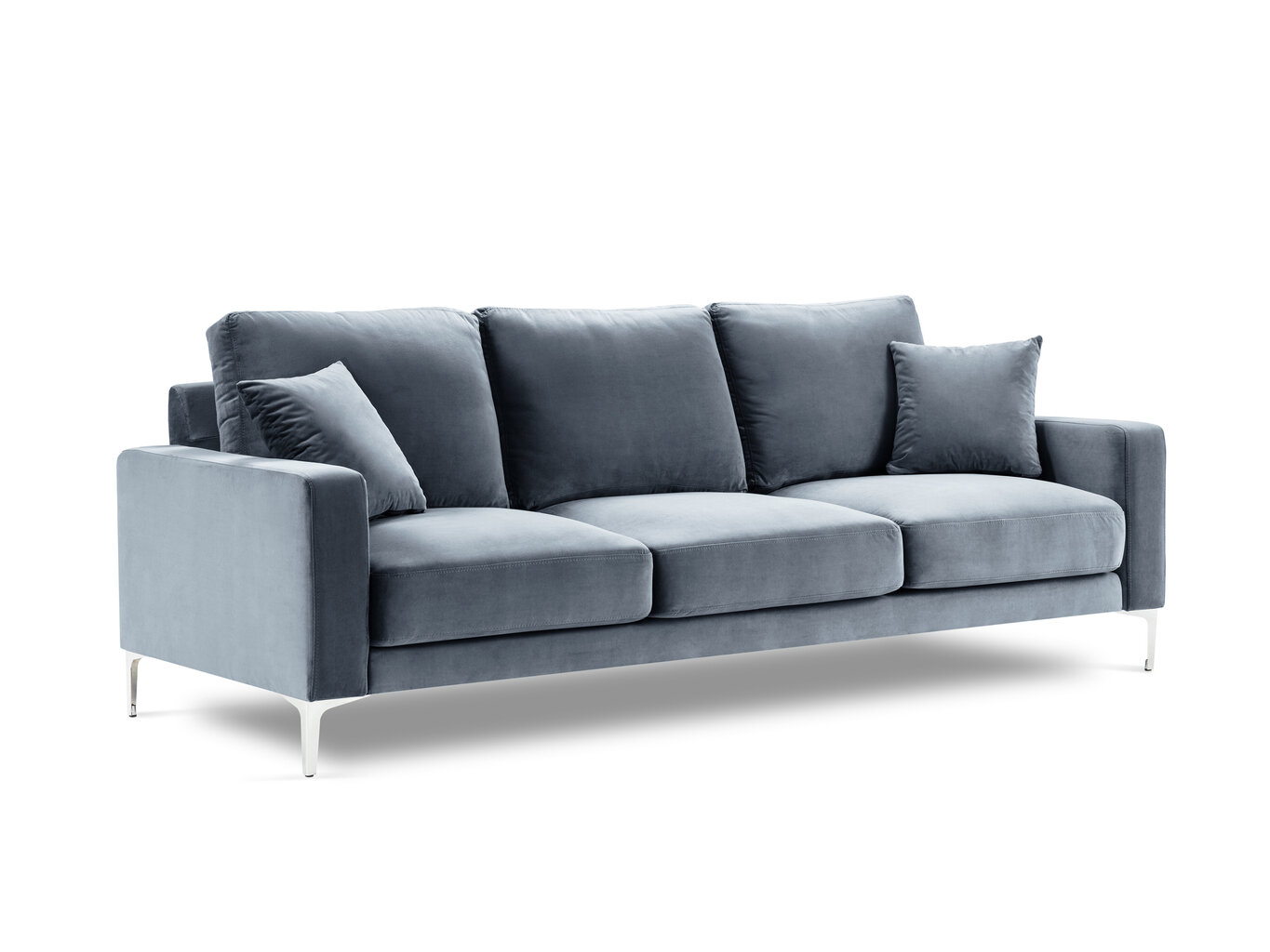 Trivietė aksominė sofa Kooko Home Lyrique, šviesiai mėlyna цена и информация | Sofos | pigu.lt