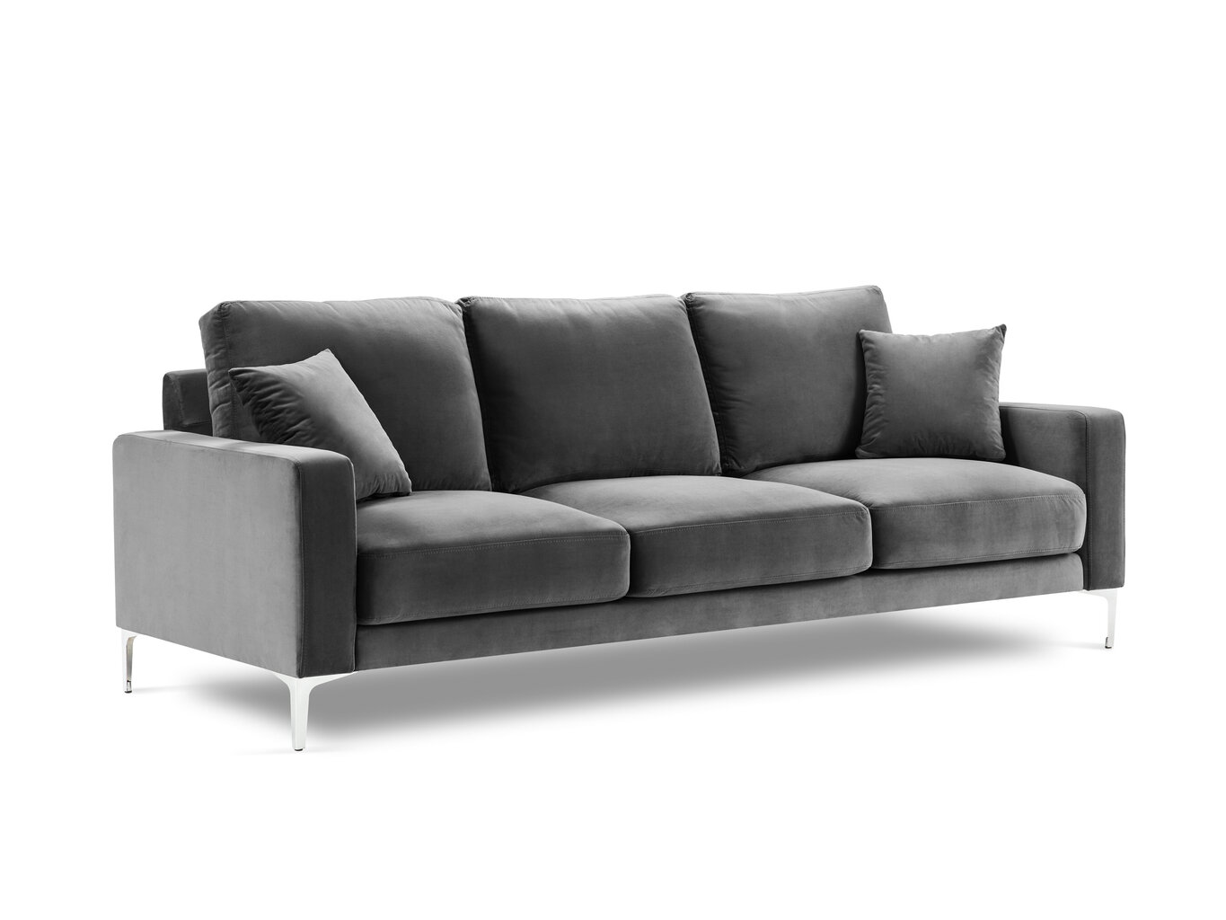 Trivietė aksominė sofa Kooko Home Lyrique, pilka цена и информация | Sofos | pigu.lt