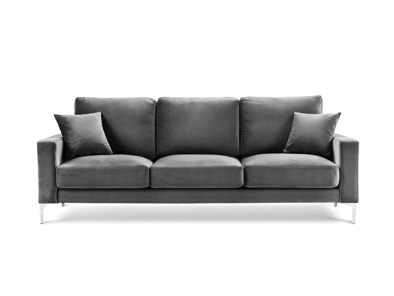 Trivietė aksominė sofa Kooko Home Lyrique, pilka цена и информация | Sofos | pigu.lt