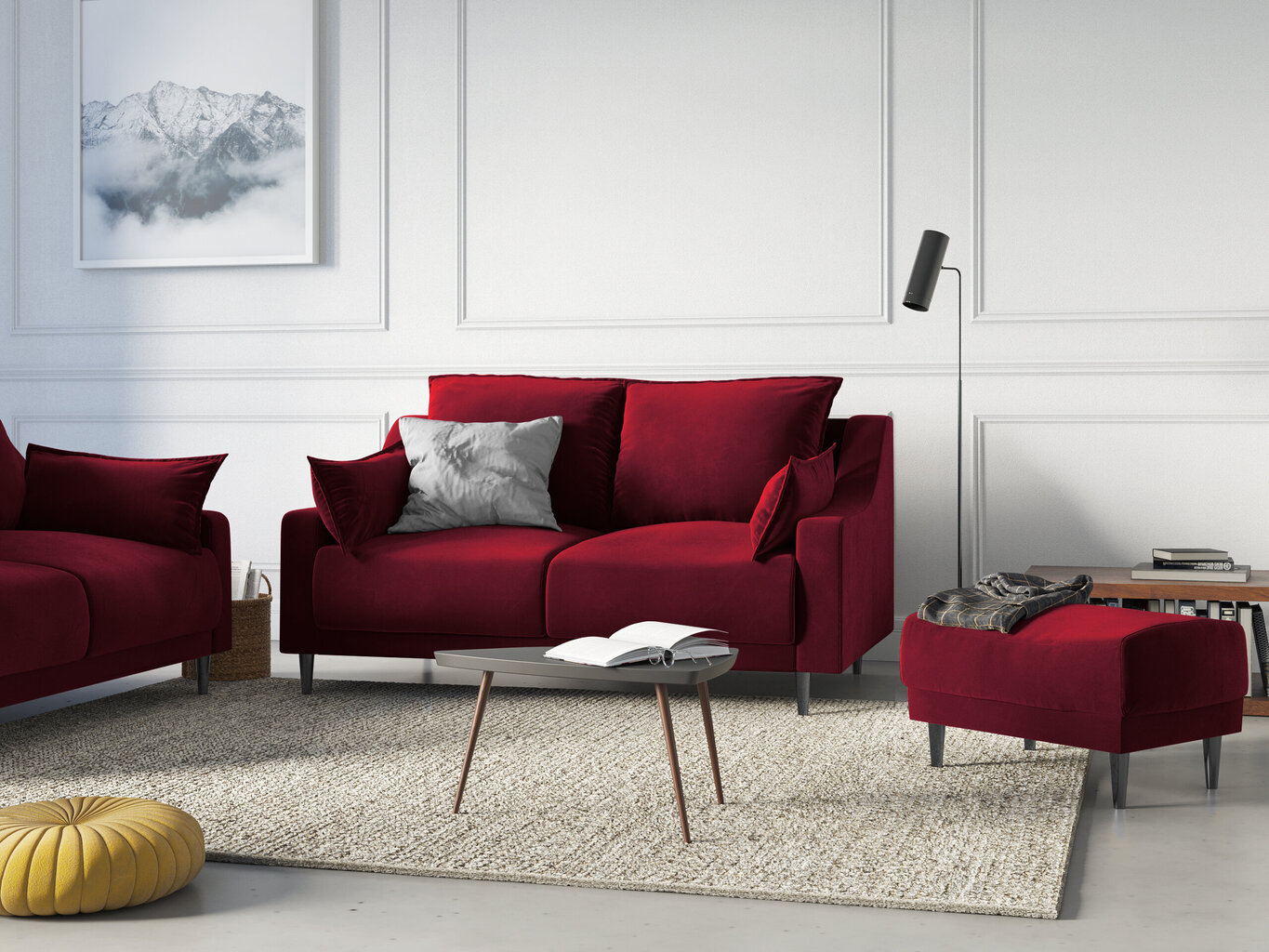 Dvivietė aksominė sofa Mazzini Sofas Lilas, raudona kaina ir informacija | Sofos | pigu.lt