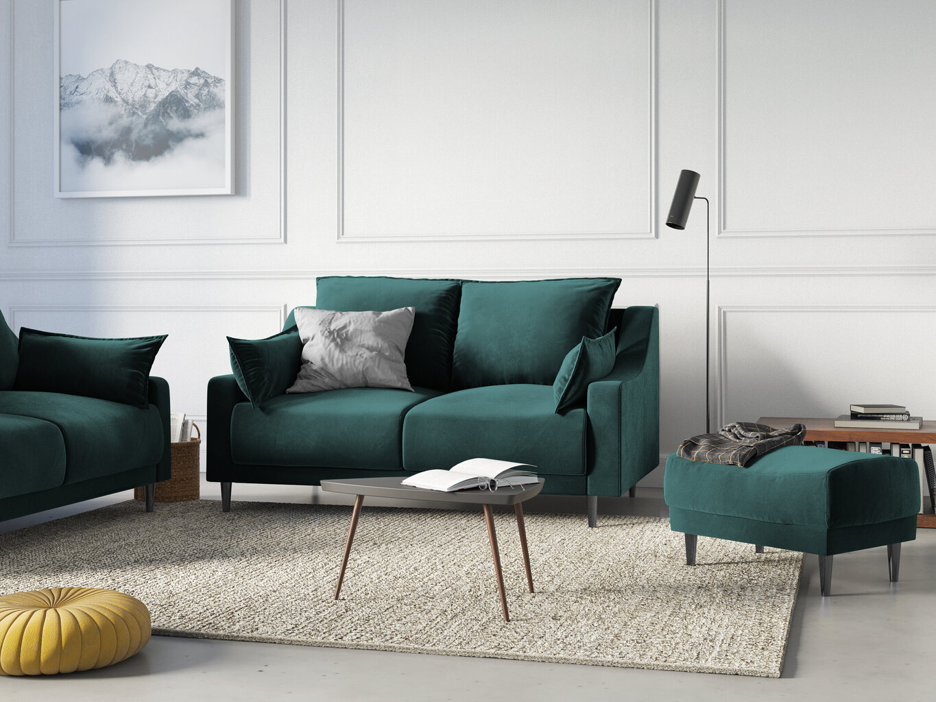 Dvivietė aksominė sofa Mazzini Sofas Lilas, žalia kaina ir informacija | Sofos | pigu.lt