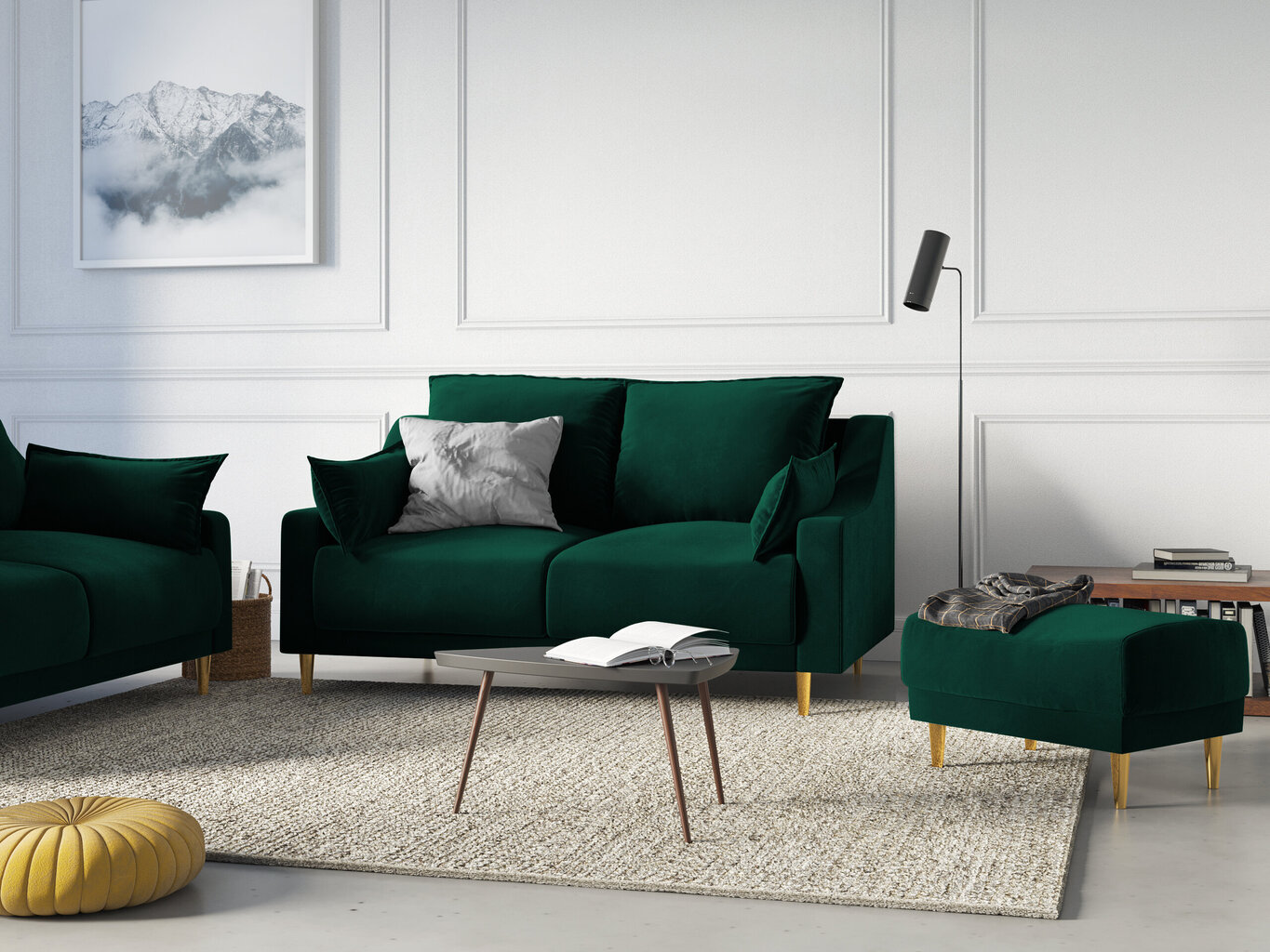 Dvivietė aksominė sofa Mazzini Sofas Pansy, tamsiai žalia kaina ir informacija | Sofos | pigu.lt