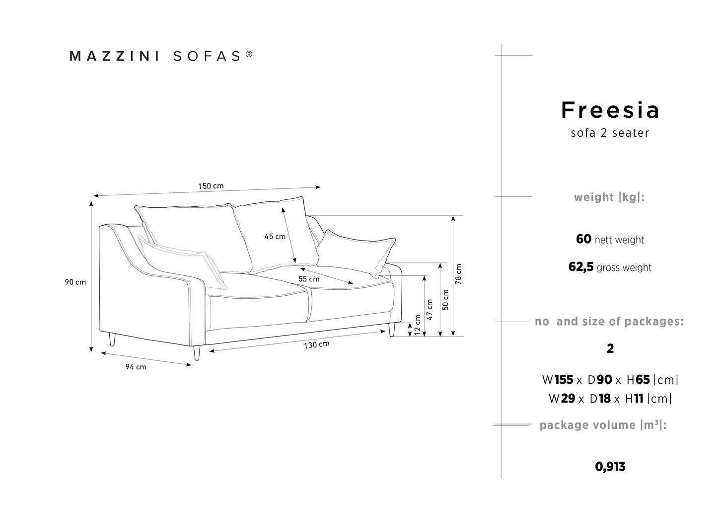 Dvivietė aksominė sofa Mazzini Sofas Freesia, mėlyna kaina ir informacija | Sofos | pigu.lt