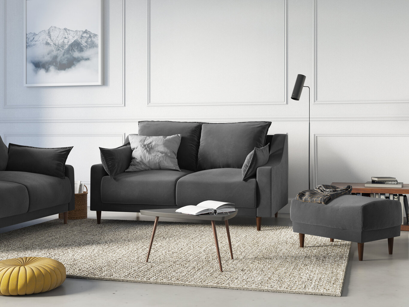 Dvivietė aksominė sofa Mazzini Sofas Freesia, tamsiai pilka kaina ir informacija | Sofos | pigu.lt