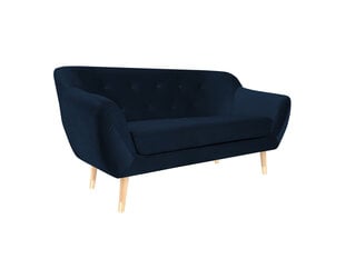 Dvivietė aksominė sofa Mazzini Sofas Amelie, tamsiai mėlyna/ruda kaina ir informacija | Sofos | pigu.lt