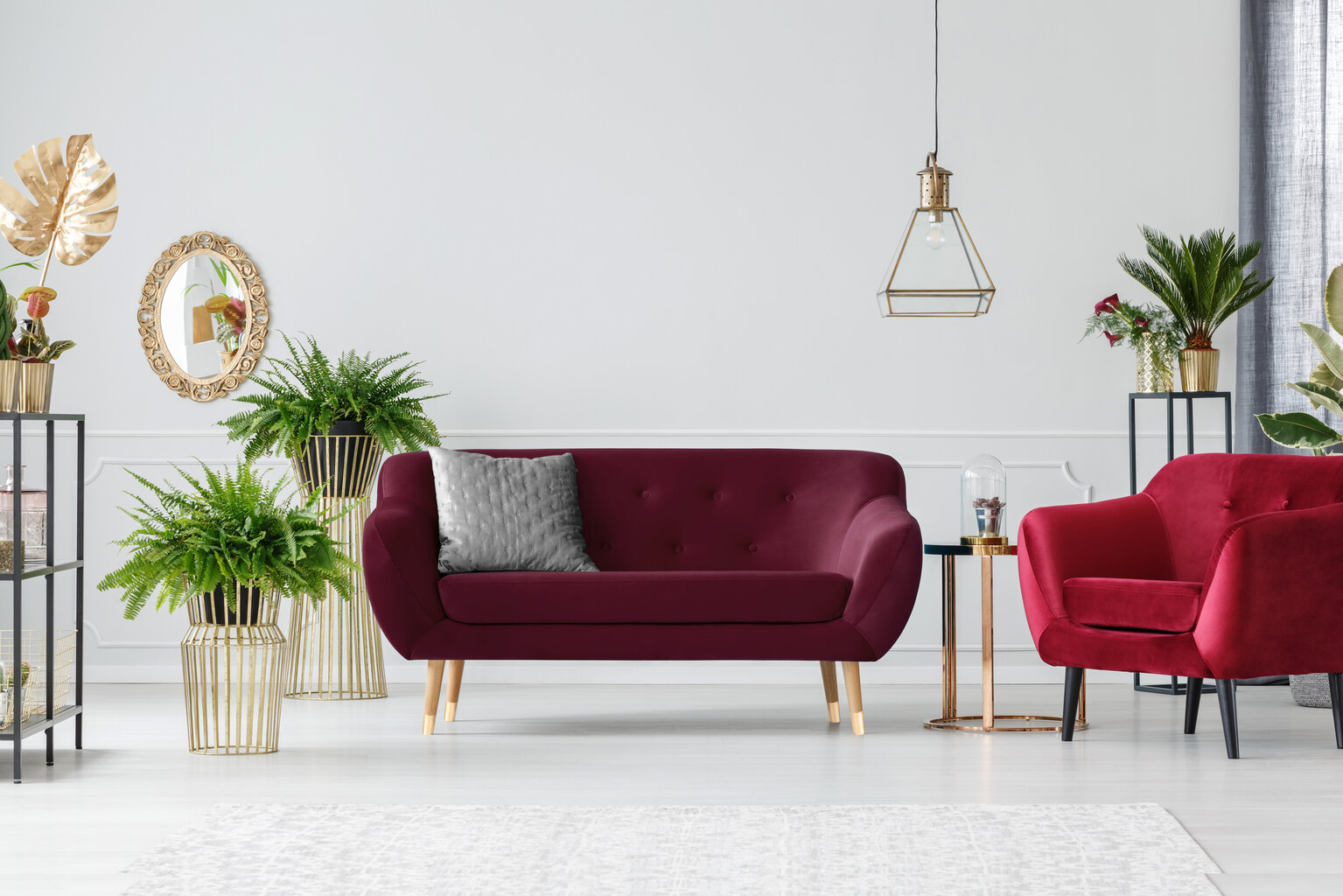 Dvivietė aksominė sofa Mazzini Sofas Amelie, raudona/ruda kaina ir informacija | Sofos | pigu.lt
