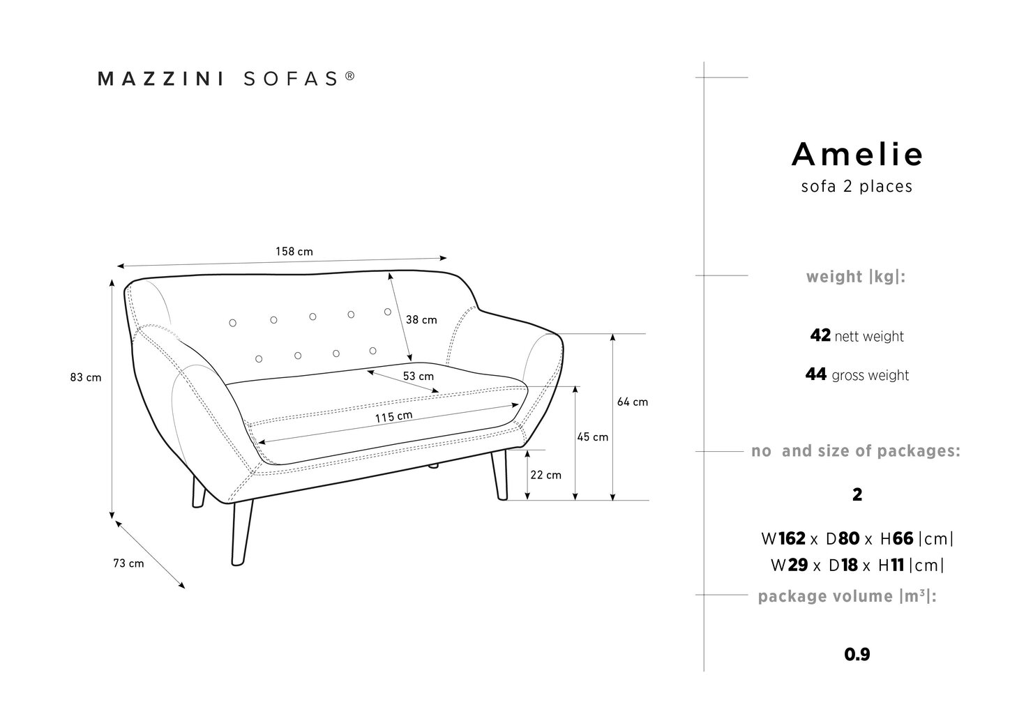 Dvivietė aksominė sofa Mazzini Sofas Amelie, žalia/ruda kaina ir informacija | Sofos | pigu.lt