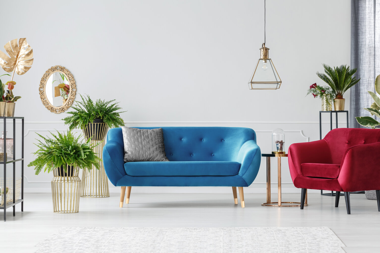 Dvivietė aksominė sofa Mazzini Sofas Amelie, mėlyna/ruda kaina ir informacija | Sofos | pigu.lt