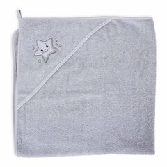 CebaBaby rankšluostis su gobtuvu 100x100 cm, žvaigždė - pilka kaina ir informacija | Maudynių priemonės | pigu.lt