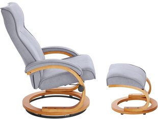 Кресло с подножкой Notio Living Lilo, серое цена и информация | Кресла в гостиную | pigu.lt