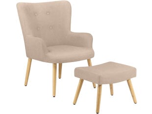 Кресло с подножкой Notio Living Chanel, кремовое цена и информация | Кресла в гостиную | pigu.lt