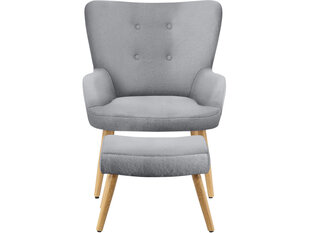 Кресло с подножкой Notio Living Chanel, плюш, светло-серое цена и информация | Кресла в гостиную | pigu.lt