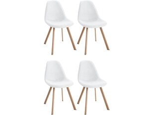 4-ių kėdžių komplektas Notio Living Varys, gobelenas, baltas kaina ir informacija | Virtuvės ir valgomojo kėdės | pigu.lt