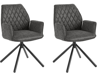 2-jų kėdžių komplektas Notio Living Pablo, tamsiai pilkas kaina ir informacija | Virtuvės ir valgomojo kėdės | pigu.lt