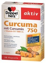 Maisto papildas Doppelherz activ Curcuma 750 caps., 30 kapsulių kaina ir informacija | Vitaminai, maisto papildai, preparatai gerai savijautai | pigu.lt
