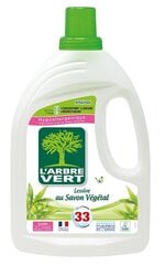 Skalbinių skalbiklis su augaliniu muilu L'arbre Vert, 33 skalbimai, 1.5l kaina ir informacija | Skalbimo priemonės | pigu.lt