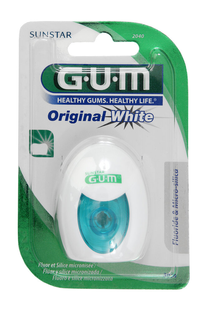 Dantų siūlas Original White 30m (balinantis) GUM® (2040) kaina ir informacija | Dantų šepetėliai, pastos | pigu.lt