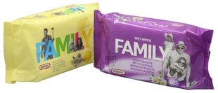 Влажные салфетки -  For all family 60 шт - Wet Wipes цена и информация | Ватная продукция, влажные салфетки | pigu.lt