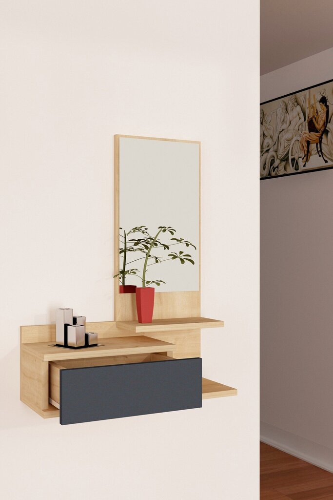 Prieškambario baldų komplektas Kalune Design Rozella, ąžuolo spalvos/pilkas kaina ir informacija | Prieškambario komplektai | pigu.lt